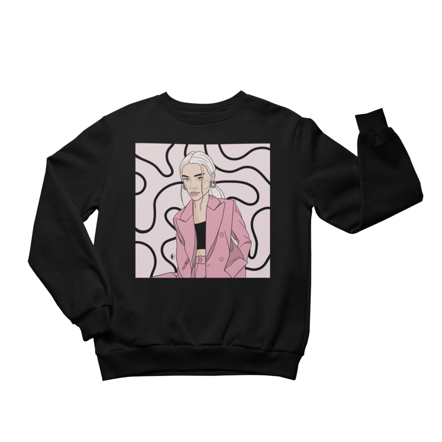 Unisex Crewneck Sweatshirt with Illustration - Hello Sweet Girl