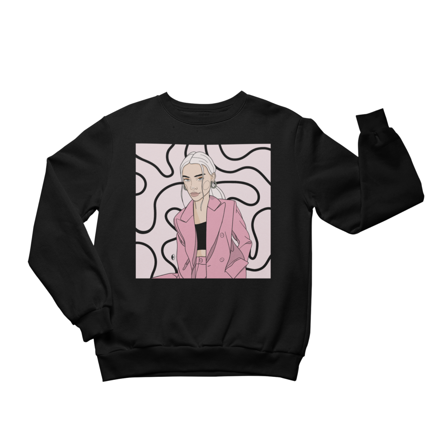 Unisex Crewneck Sweatshirt with Illustration - Hello Sweet Girl